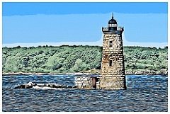 Whaleback Lighthouse in Maine -Digital Painting